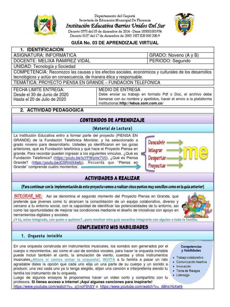 Guia 03 Del Segundo Periodo Informatica Grado Noveno | PDF