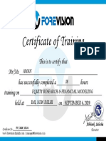 Certificate of Training: Vision