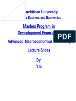 Debrebirhan University Masters Program in Deveolopment Economics Advanced Macroeconomics (Econ 511) Lecture Slides by Y.B