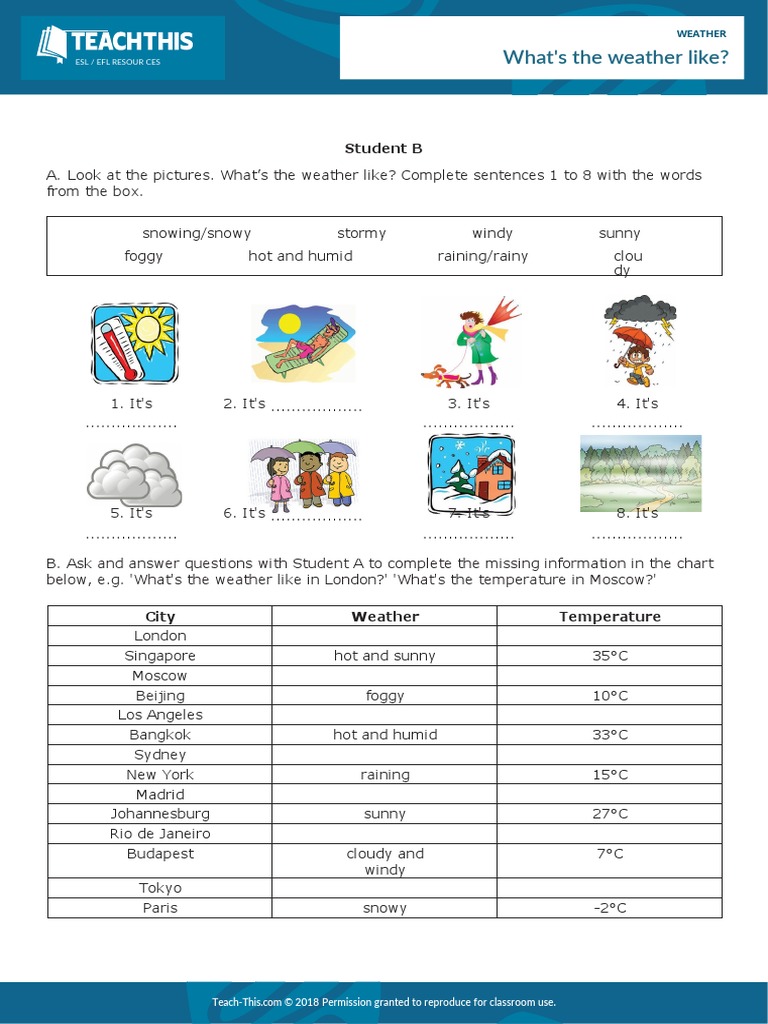 What's The Weather Like?: Student B | PDF | Natural Environment ...