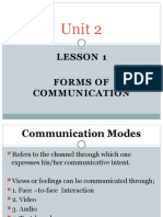 Unit 2: Lesson 1 Forms of Communication