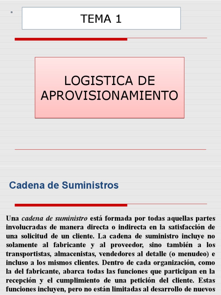 Tema 1 - Logística de Aprovisionamiento 1 | PDF | Logística | Calidad ...