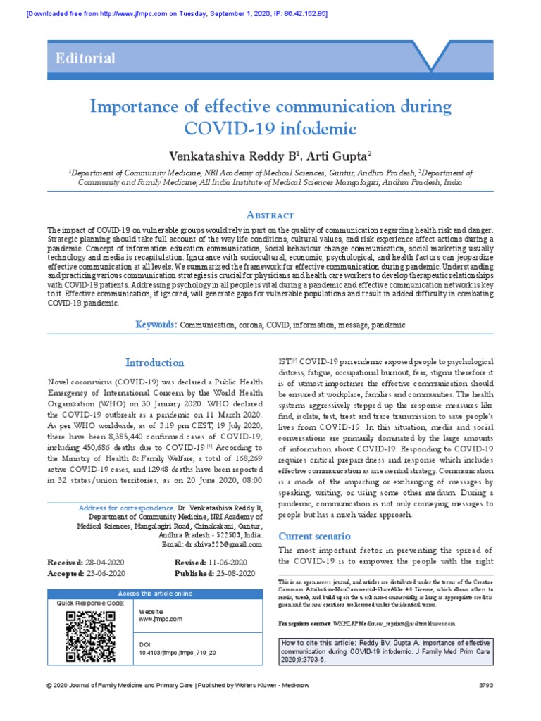 Importance of Effective Communication During COVID 19 Infodemic | PDF ...