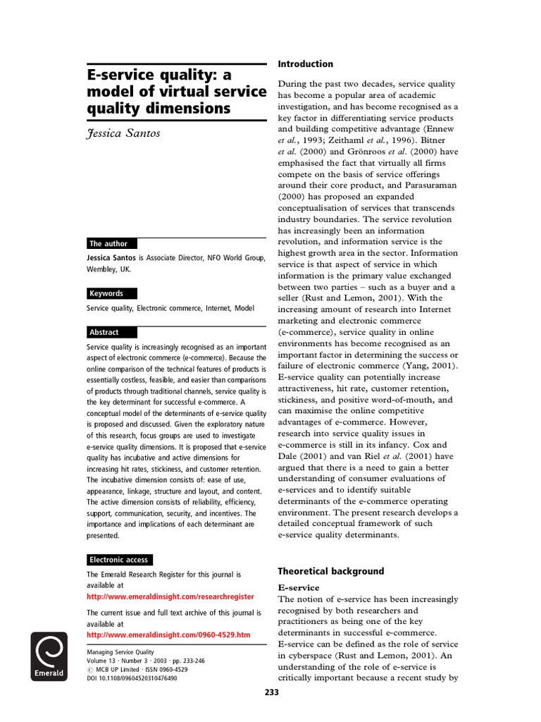 E-Service Quality Model Analysis | PDF | E Commerce | World Wide Web