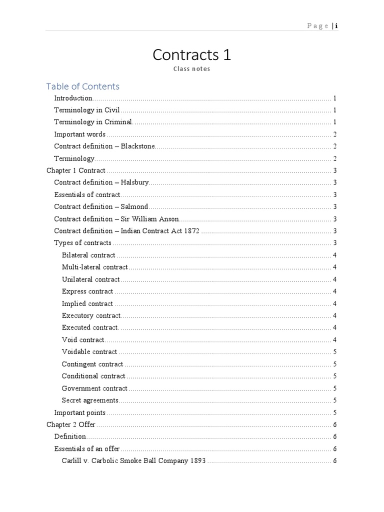 Contracts 1 | PDF | Offer And Acceptance | Consideration