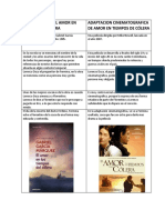 Cuadro Comparativo ENTRE LITERATURA Y PRODUCCION DE CINE DE Amor en Tiempos de Colera