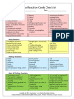 Trauma Reaction Cards Checklist: Behavior Reactions