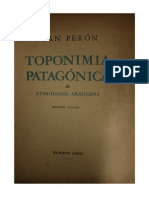 Toponimia Patagonica de Etimologia Araucana de Juan D. Perón