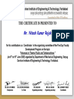 FDP Organizer Certificate, June 6-10th