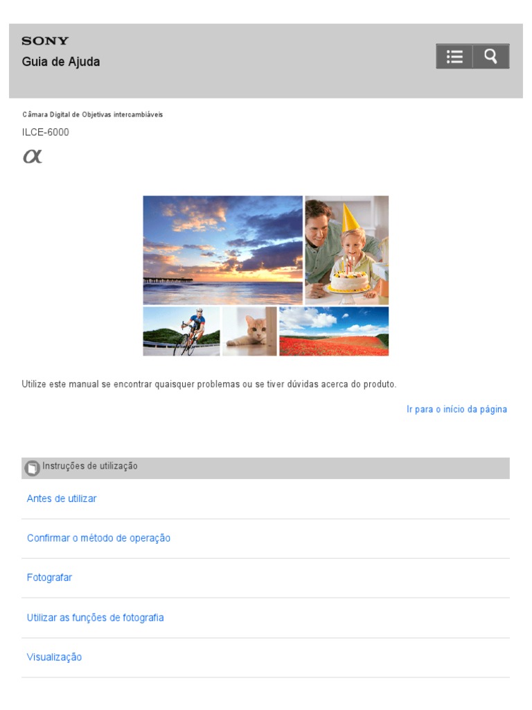 Manual Sony A6000 PDF Câmera Câmera digital
