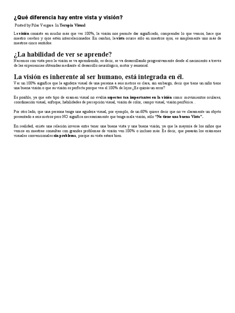 Qué Diferencia Hay Entre Vista y Visión | PDF