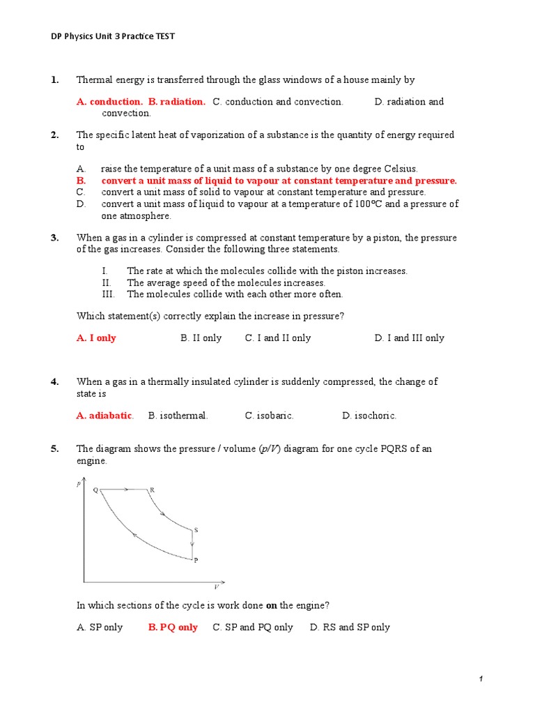 A. Conduction. B. Radiation.: DP Physics Unit 3 Practice TEST | PDF ...