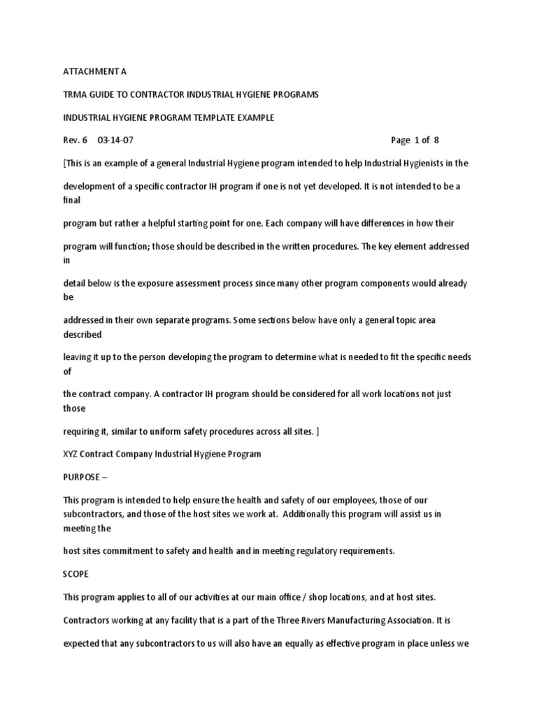 Industrial Hygiene PDF Occupational Hygiene Occupational Safety