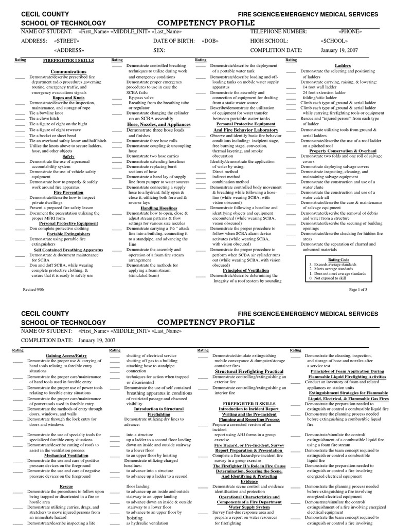 Fire Science Competency Profile | PDF | Fire Engine | Firefighter