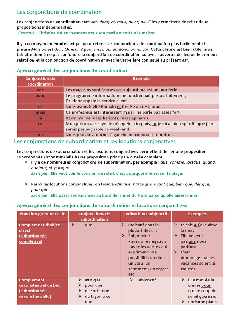 Les Conjonctions De Coordination Exercices Pdf Les Conjonctions de Coordination | PDF | Clause | Linguistique
