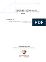 POLITICA PÚBLICA Dirigida A La Falta de Recursos Tecnológicos para La Educación de Niños en Zonas Rurales Del País