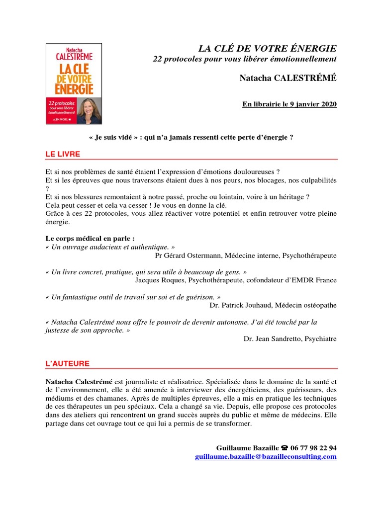 Natacha Calestrémé Les Blessures Du Silence Pdf Calestreme La Cle de Votre Energie | PDF
