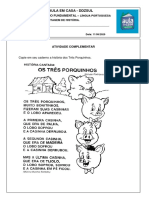 Aula em casa - Contagem de história dos Três Porquinhos