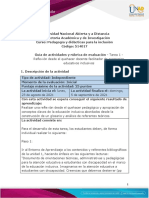 Guía de Actividades y Rúbrica de Evaluación - Tarea 1 - Reflexión Desde El Quehacer Docente Facilitador de Escenarios Educativos Inclusivos