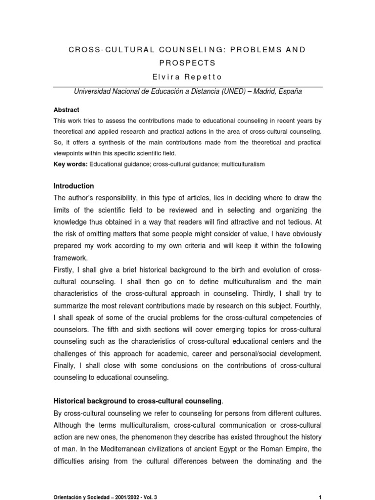 Cross-Cultural Counseling Insights | PDF | Counseling Psychology ...