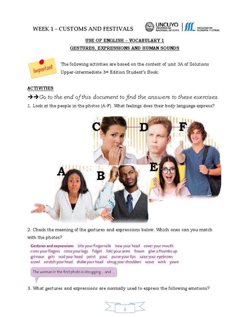 Gestures, Expressions and Human Sounds | PDF