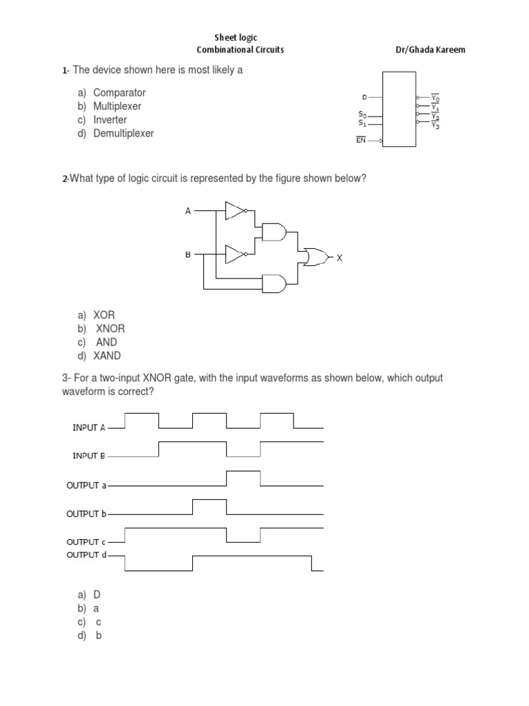Sheet Logic Combinational Circuits Dr/Ghada Kareem 1 | PDF | Computers ...