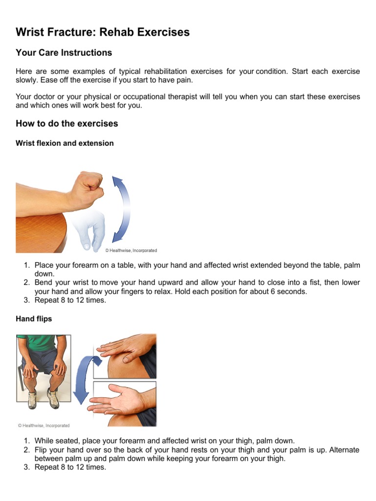 Wrist Fracture Rehab Exercises Your Care Instructions Download Free