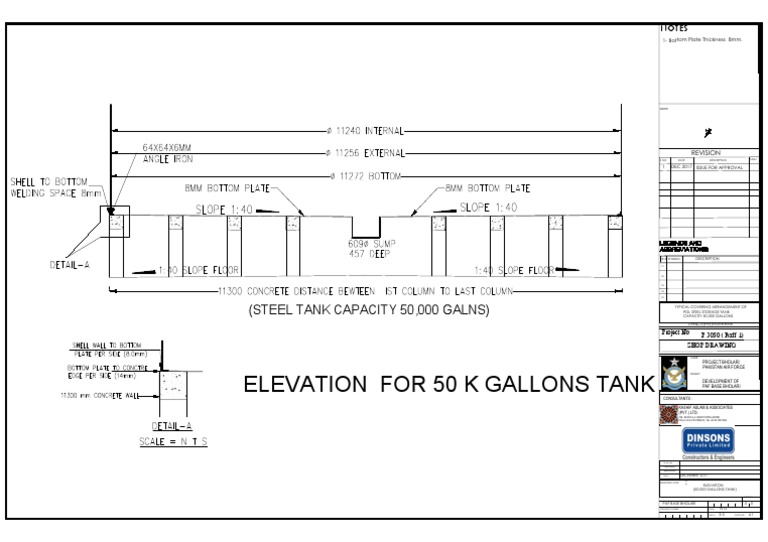 50,000 Gallon Steel Tank Elevation Drawing | PDF