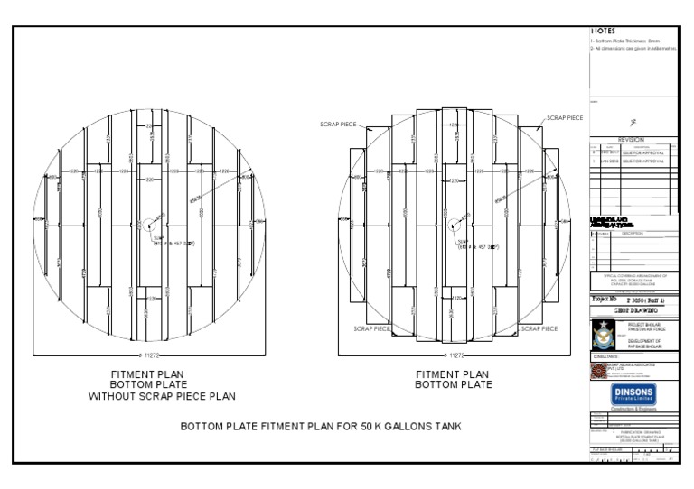 Fabrication Fitment Plans For Bottom Plate 50 K Gallons Tank | PDF ...