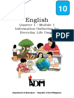 English: Quarter 1 - Module 1 Information Gathering For Everyday Life Usage
