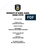 Universty of Ilorin, Ilorin, Kwara State: Level: 200 Level