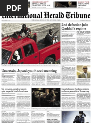 International Herald Tribune 11 04 01 Taliban Muammar Gaddafi