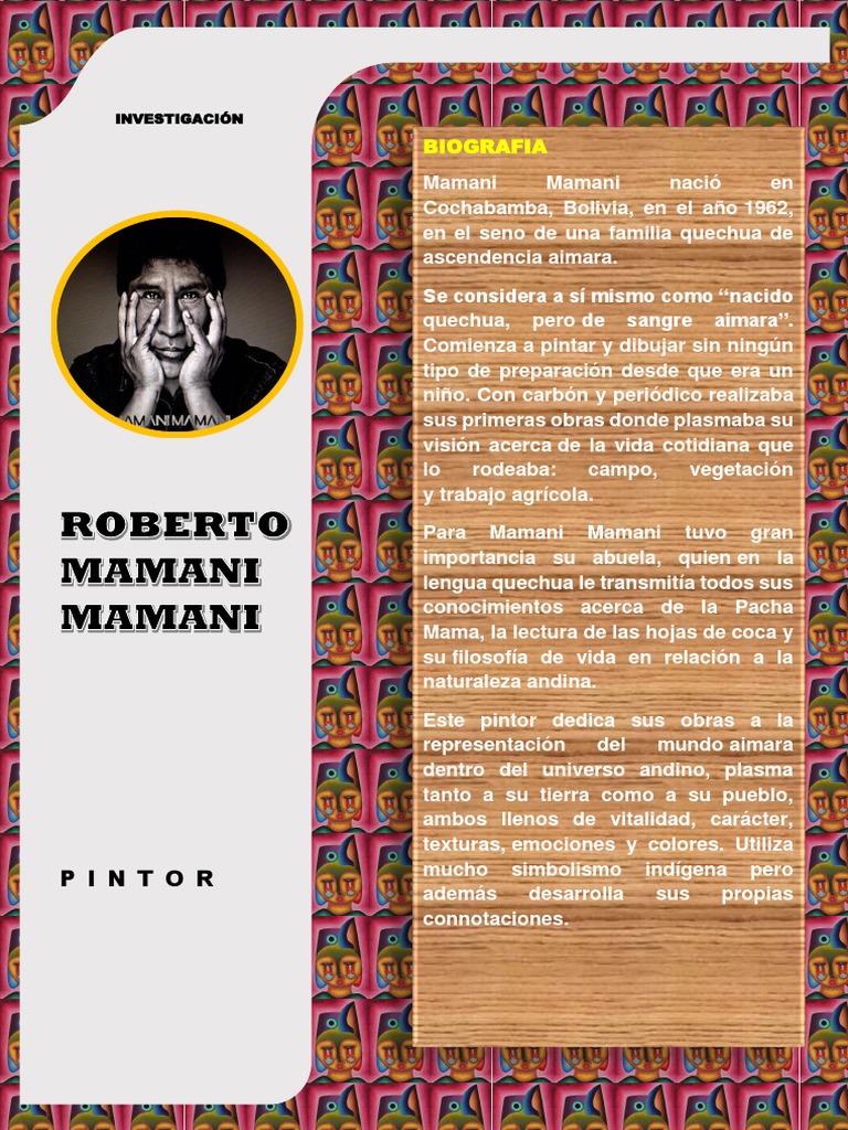 Biografía de Roberto Mamani Mamani | PDF | Bolivia | Pinturas