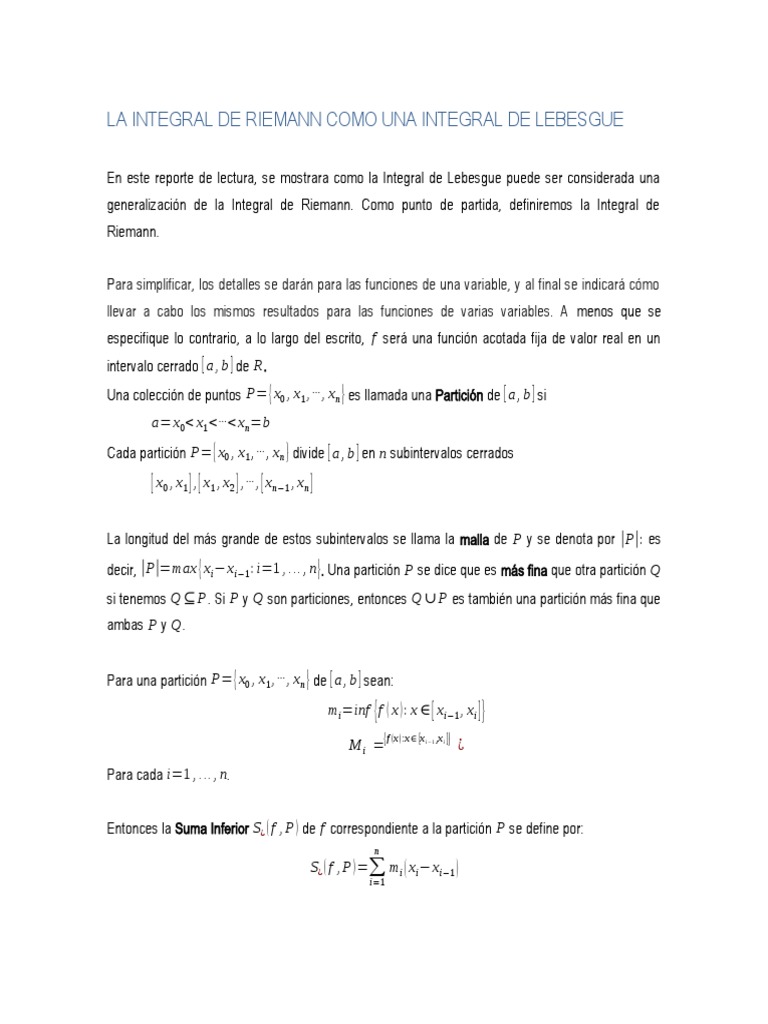 La Integral de Riemann Como Una Integral de Lebesgue Descargar gratis — free download