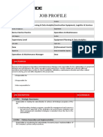 Job Profile Template - Supervisor Equipment Planning