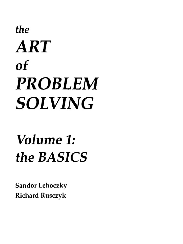 Sandor Lehoczky, Richard Rusczyk - The Art of Problem Solving, Vol. 1 ...