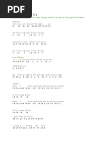 Cheap Thrills - Sia: Letter Notes For How To Play 'Cheap Thrills' by Sia On The Keyboard/piano. Verse 1