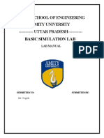 Basic Simulation Lab: Amity School of Engineering Amity University - UTTAR PRADESH