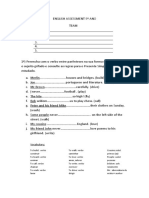 Exercício Avaliativo de Inglês 9º Ano