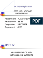 Ee 2353 High Voltage Engineering Faculty Name: A.JAIBUNISHA Faculty Code: EE 58 Designation: LECTURER Department: EEE