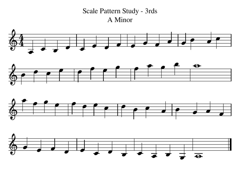 Scale Pattern Study Template 3rds A Minor PDF