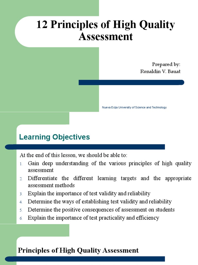 High Quality Assessment Principles | PDF | Educational Assessment ...