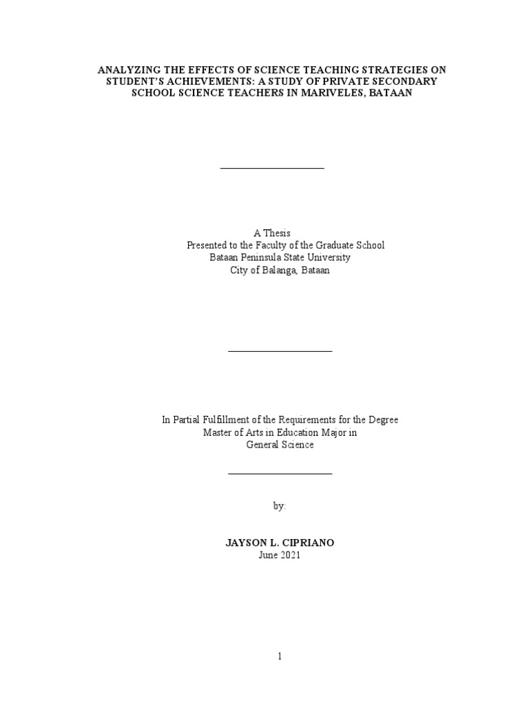 The Effects of Science Teaching Strategies On Students Achievement
