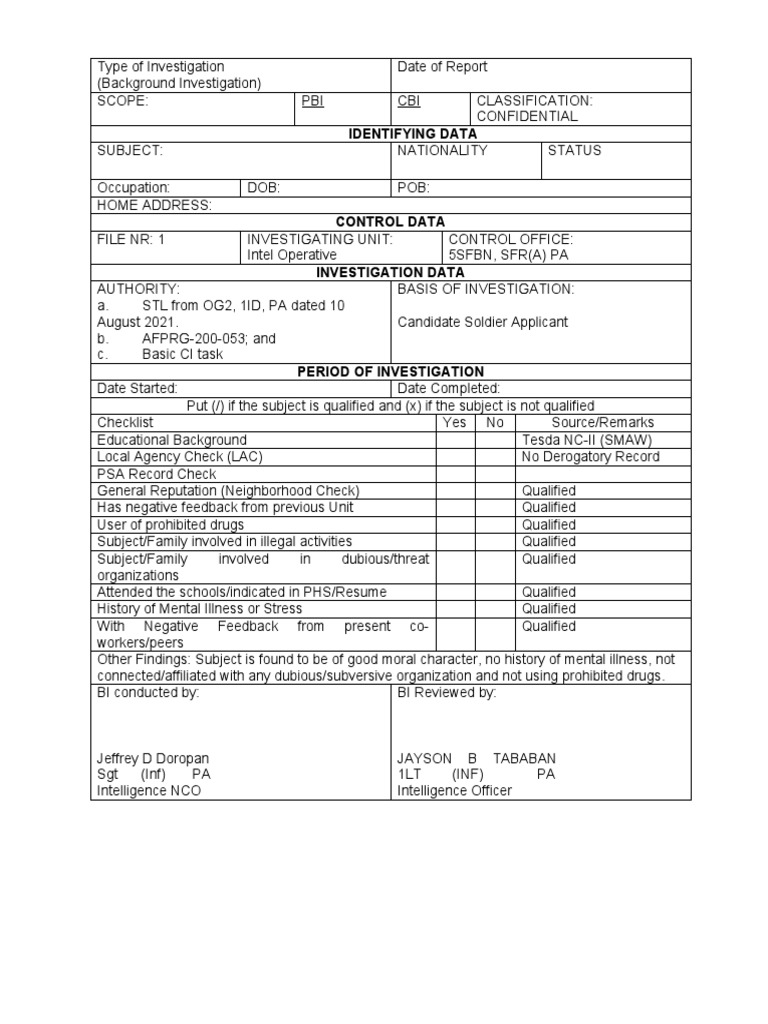 Background Investigation PDF