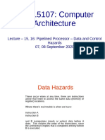 CSC15107: Computer Architecture Lecture - Data and Control Hazards in Pipelined Processors