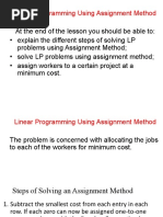 LP Using Assignment Method