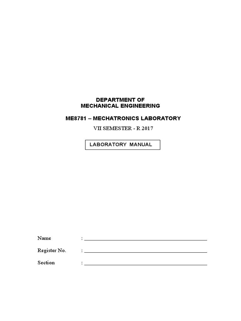 Mechatronics Lab Manual for Engineers | PDF | Programmable Logic ...