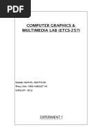 Computer Graphics & Multimedia Lab (Etcs-257) : Experiment 1