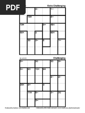 Printable 6x6 KenKen Puzzles | PDF | Sports & Recreation | Science