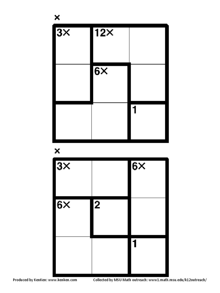 3x3 KenKen Puzzle Printable PDF | PDF | Science & Mathematics
